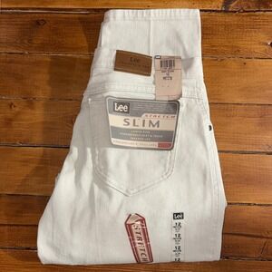 Lee Slim Fit Jeans Womens 12 (Fits 30x28) Petite Tan Stretch Tapered Leg Vtg NOS
